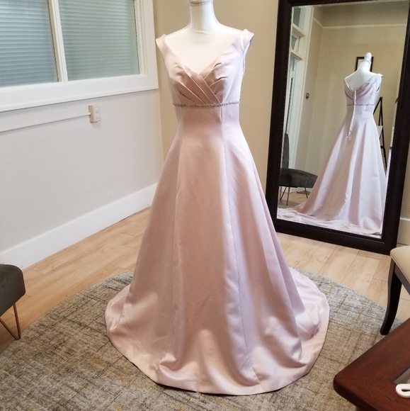 blush satin wedding dress